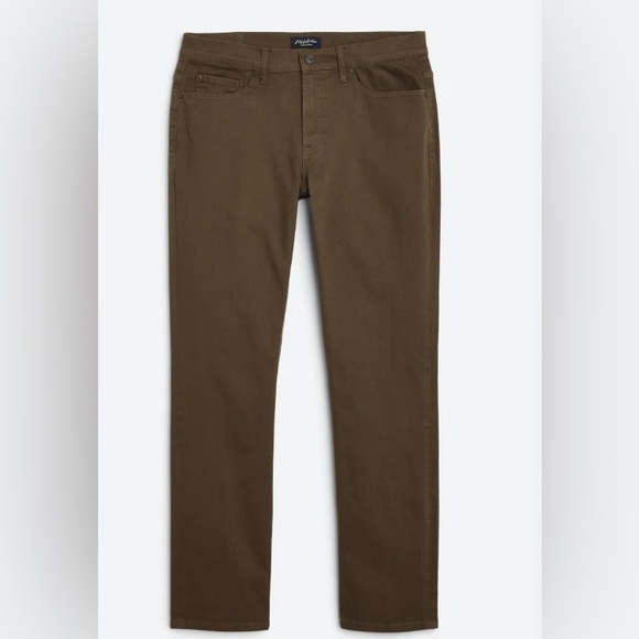 Men's 31/30 Flag & Anthem Oakland Slim Straight Fit Stretch Jeans in Olive - Picture 3 of 6